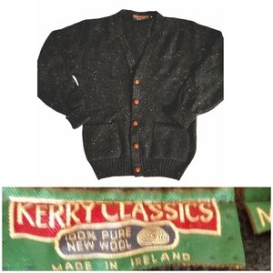 Kerry Classics 100% Wool Sweater Made in Ireland Navy With Multi-Color Threads M